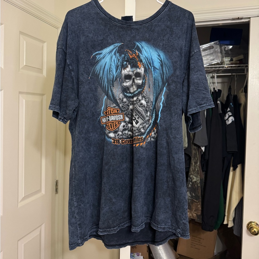 Harley-Davidson Black Tee with Orange Logo Accent